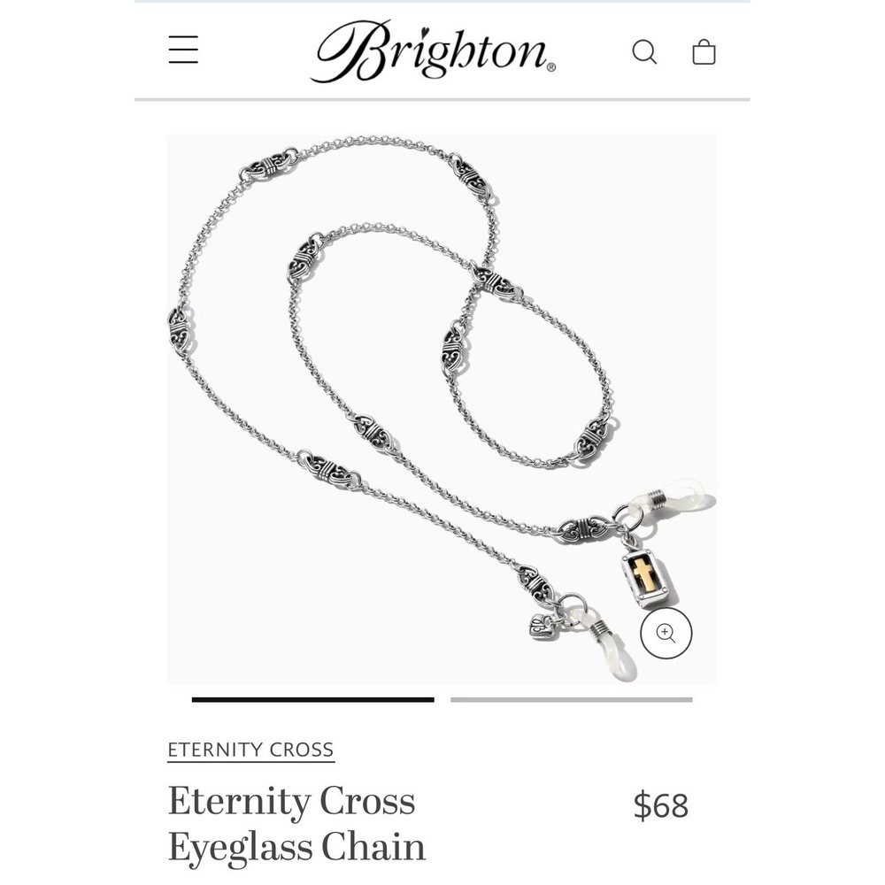 Brighton Eternity Cross Eyeglass Chain Holder Silver & Gold Tone 27" With Bonus!